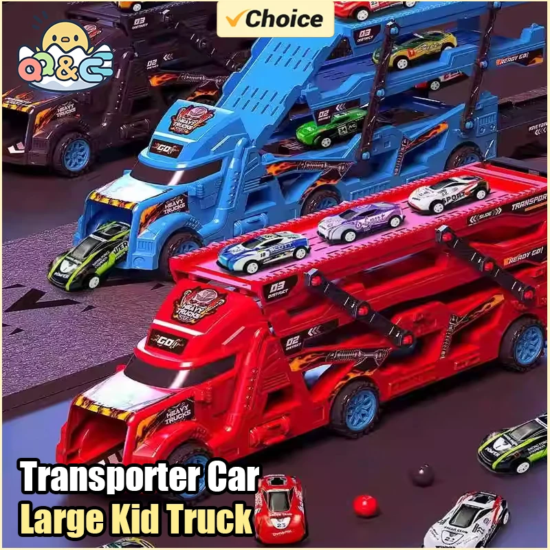 Large Kid Truck Deformation Transporter Car Toys Models Educational Model Folding Track Racing Vehicle Boys Girls Birthday Gift