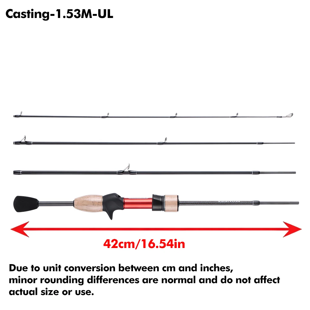 BUDEFO Ultraleichte Spinn- und Castingruten 1-10g T800 Kohlefaser Fuji-Ringe Tragbare Reise-Angelrute für Forellen und Barsche – Detail 2