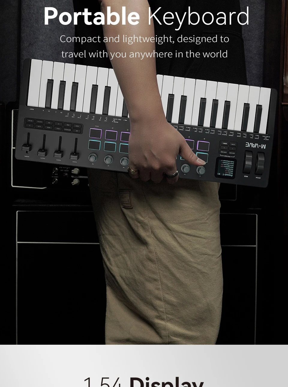 Available in Five Colors: Black and White, Pink, Black, White, and Red. M-VAVE SMK37PRO Professional MIDI Keyboard—37-Key Wireless Bluetooth Music Composition and Production Synthesizer