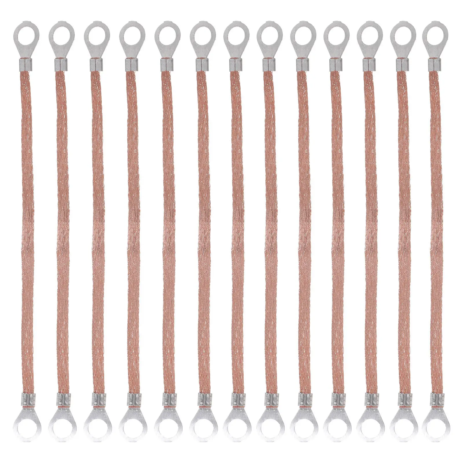 

100Pcs Grounding Wire Copper Braided Flat Lead Wire Strap for High Voltage Equipment Cable Tray Shielding Connection