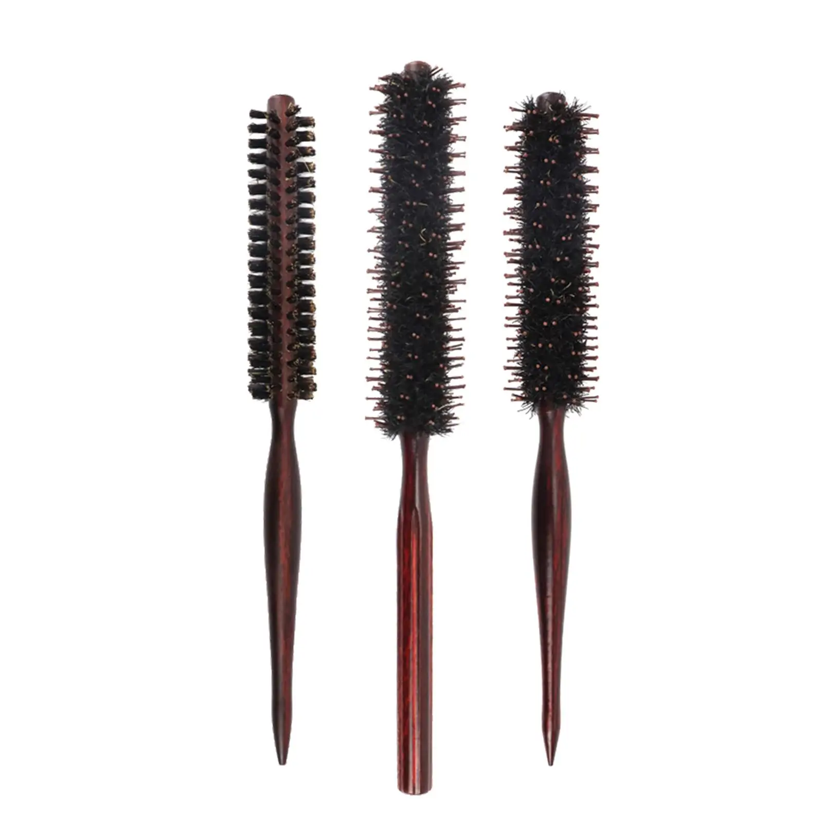 Natural Boar Bristle Hair Brush Hair Comb Small Roller Round Brush Roll Comb Wind Comb for Styling Blowing Bangs Men Women Home