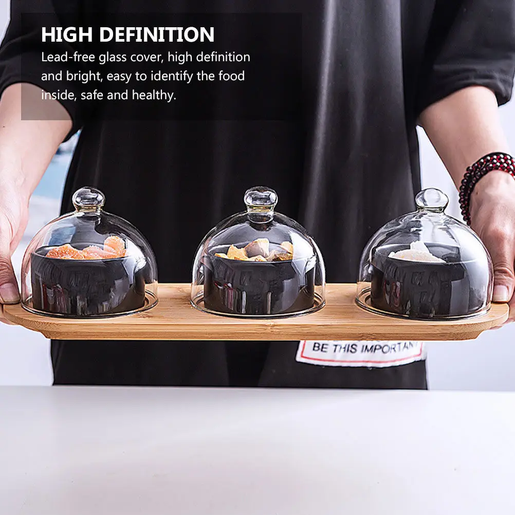 1Pcs Ceramic Dessert Tray Pure Handmade Round Snack Bowl Natural Wood Serving Tray Tea Time Refreshments Party Platter