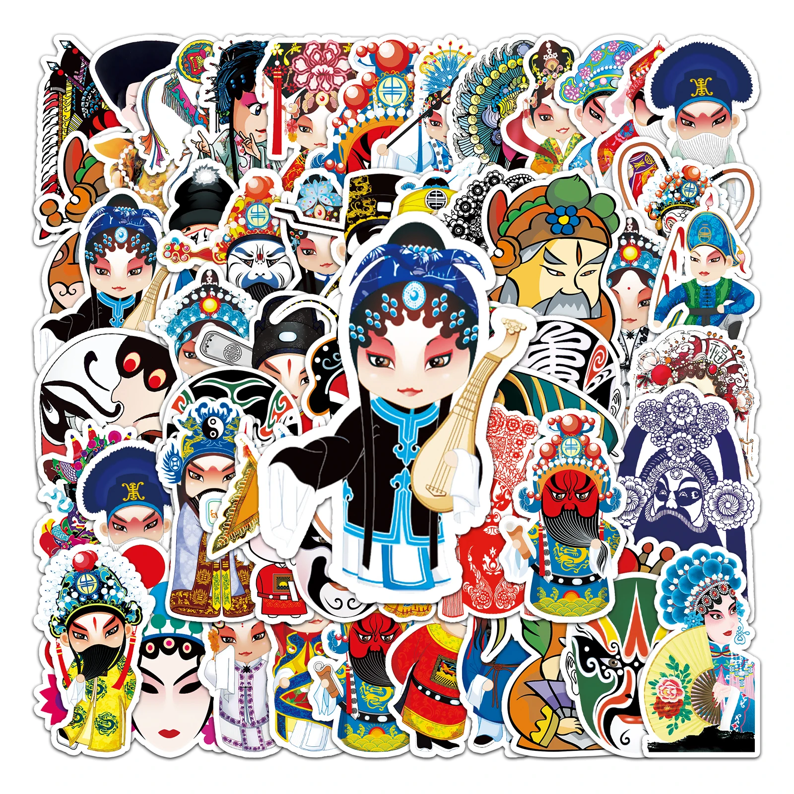 

50Pcs Chinese cultural opera series Cartoon Cute Waterproof Sticker Skateboarding Snowboard Retro Vinyl Sticker