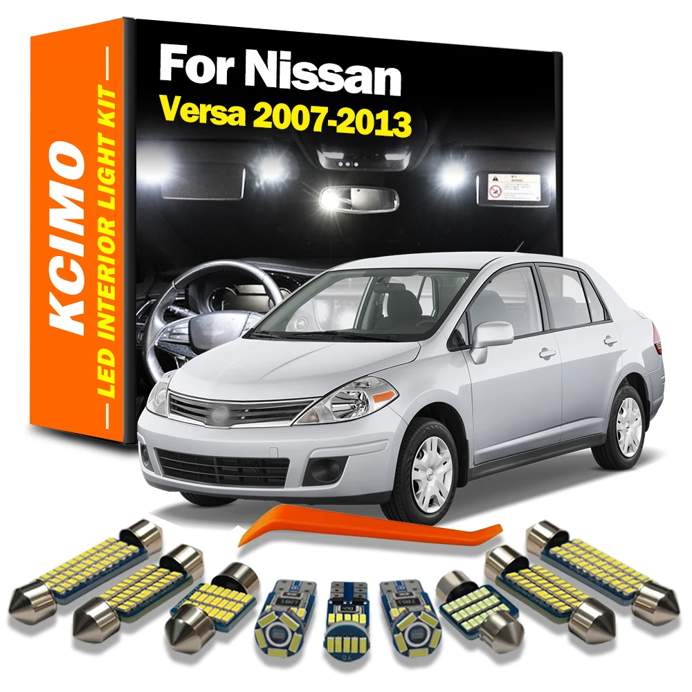 

Kcimo 8Pcs Car LED Interior Light Kit For Nissan Versa 2007-2009 2010 2011 2012 2013 Canbus Trunk Dome Map License Plate Lamp