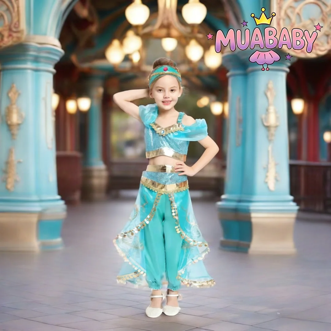 

Jasmine Aladdin Princess Dress for Girls Cosplay Costume Fancy Birthday Party Outfit Toddler Kids Fairy Tale Clothing 2-8Y