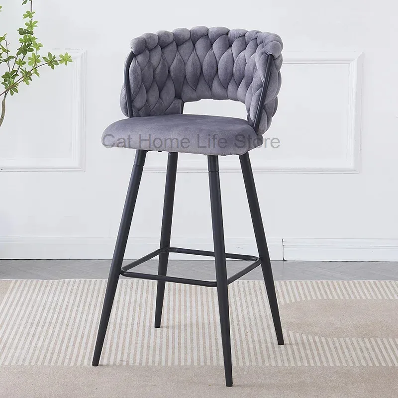

Esthetician Velvet Designer Luxury Minimalist Office Bar Chair High Cafe Metal Salon Ergonomic Chair Soft Stuhl Furniture