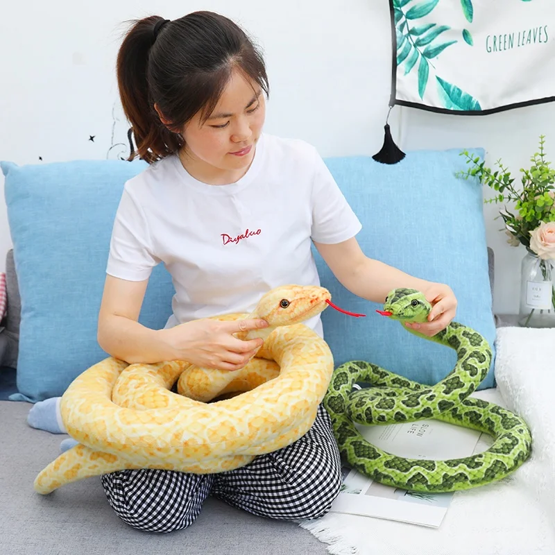 Simulation Giant Python Plush Toy Long Snake Golden Python Stuffed Snake Python Plush Toy Decorated House Holiday Decoration Tri