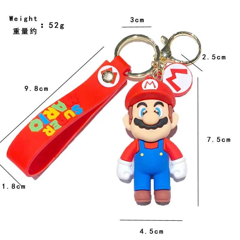 3d super mario bros pvc figura de ação brinquedos bonecas chaveiro acessórios luigi yoshi burro kong cogumelo para crianças presentes aniversário