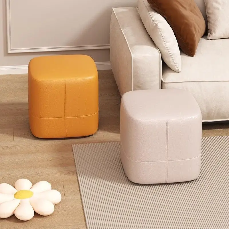 

Soft Upholstered Cat Claw Leather Stools - Nordic Minimalist Design, Ideal as Entryway Shoe Changing, Vanity & Living Room Seats