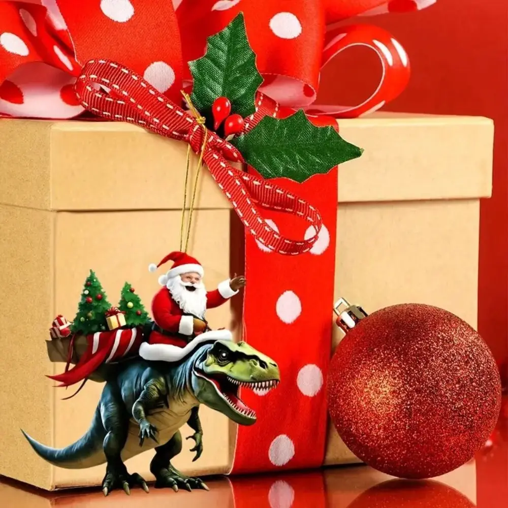 

Модный 2D рождественский кулон, акриловое подвесное украшение, украшение Санта-Клауса, украшение в виде динозавра для рождественской елки, декор каминной шляпы