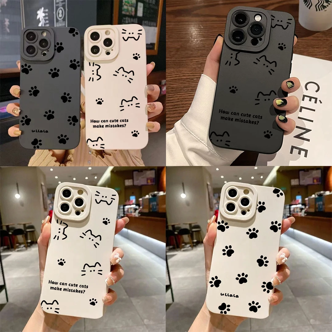 Fashion Black Cat Paw Prints Phone Case For Xiaomi Redmi A3 A2 A1 14C 13C 12C 10C 9T Note 13 12s 12 11 Pro Plus 4G 5G Back Cover