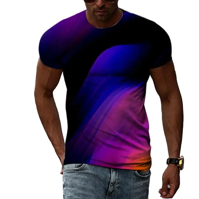 Summer Fashion Abstract Color Graphic T Shirts For Men Casual 3D Print Tee Hip Hop Harajuku Personality Round Neck Short Sleeve