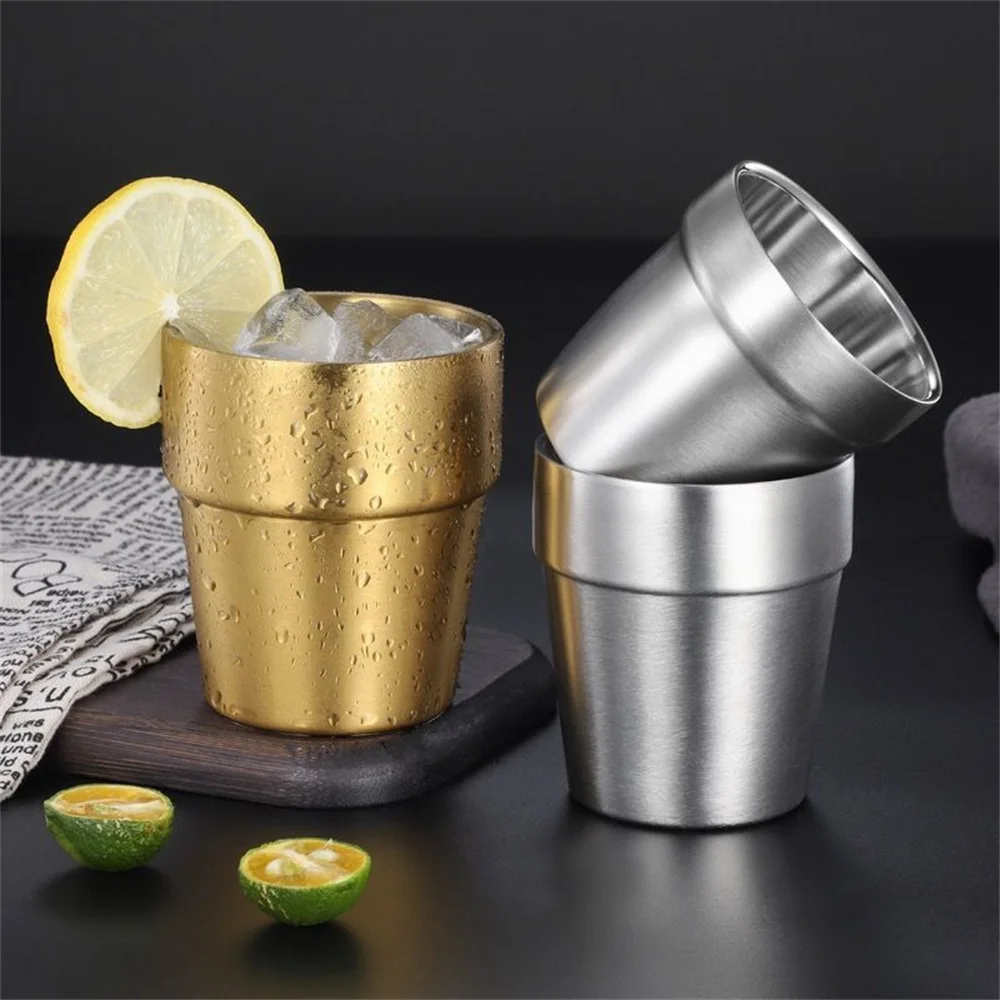 175-450ml Stainless Steel Beer Cup Metal Water Cups Travel Camping Mugs Coffee Tumbler Outdoor Hiking Cup Portable Drinkware