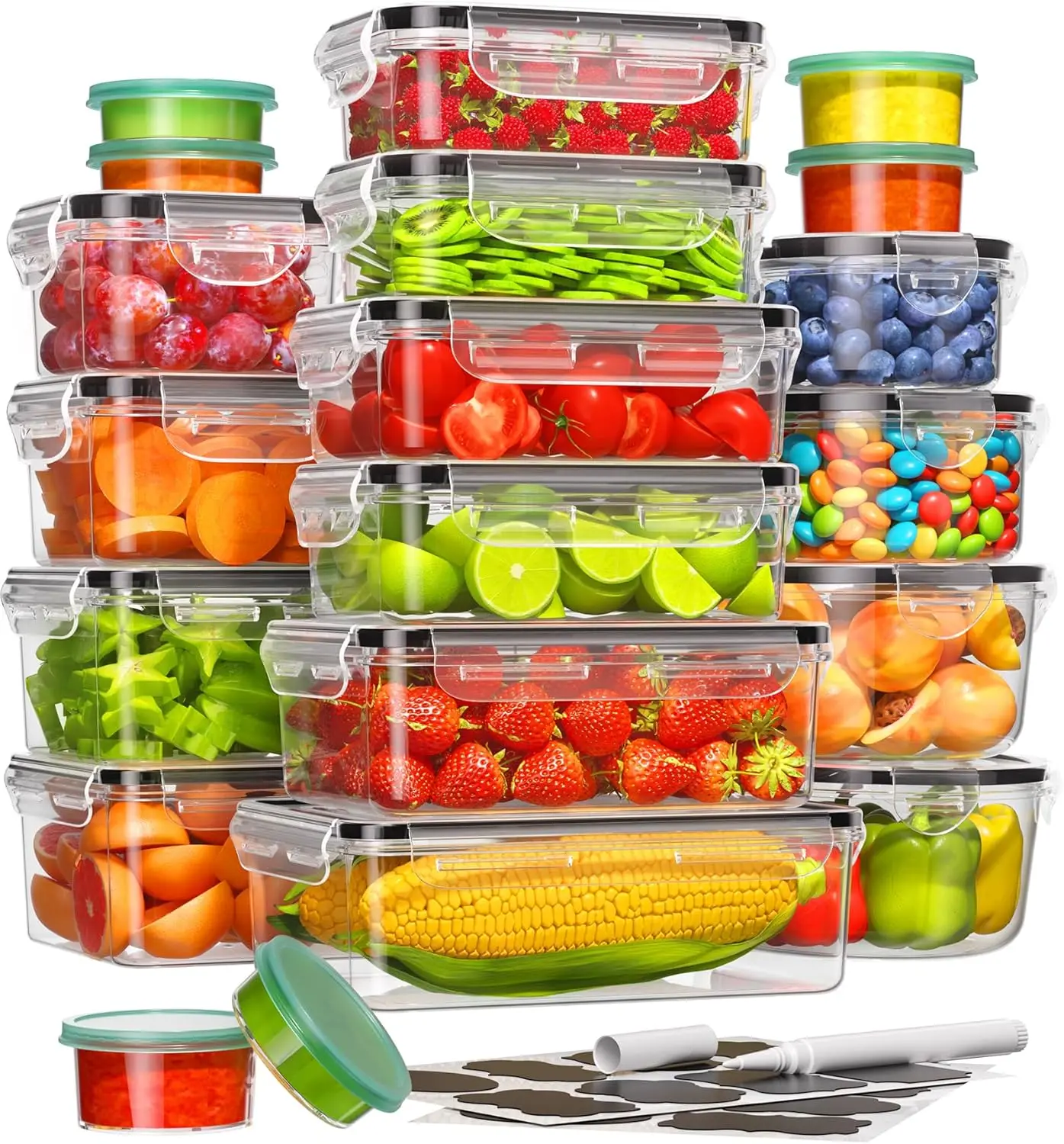 

40 Piece Food Storage Containers with Lids(20 Containers & 20 Lids), BPA-Free Plastic Food Containers for Kitchen Storage and Or