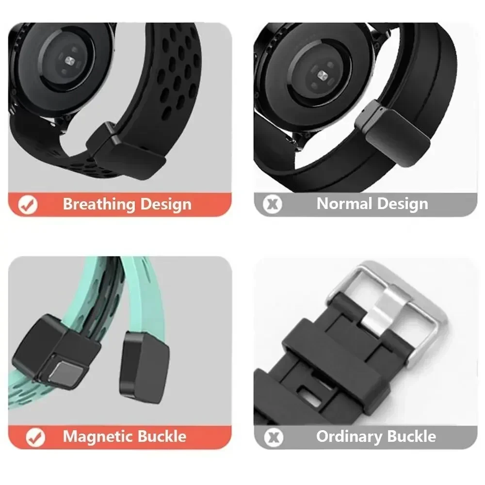 20mm 22mm Strap For Samsung Galaxy watch 6 5 4/5 pro/classic/gear s3/active 2 Silicone Magnetic Bands for Huawei GT4 3 GT2 Strap image 5