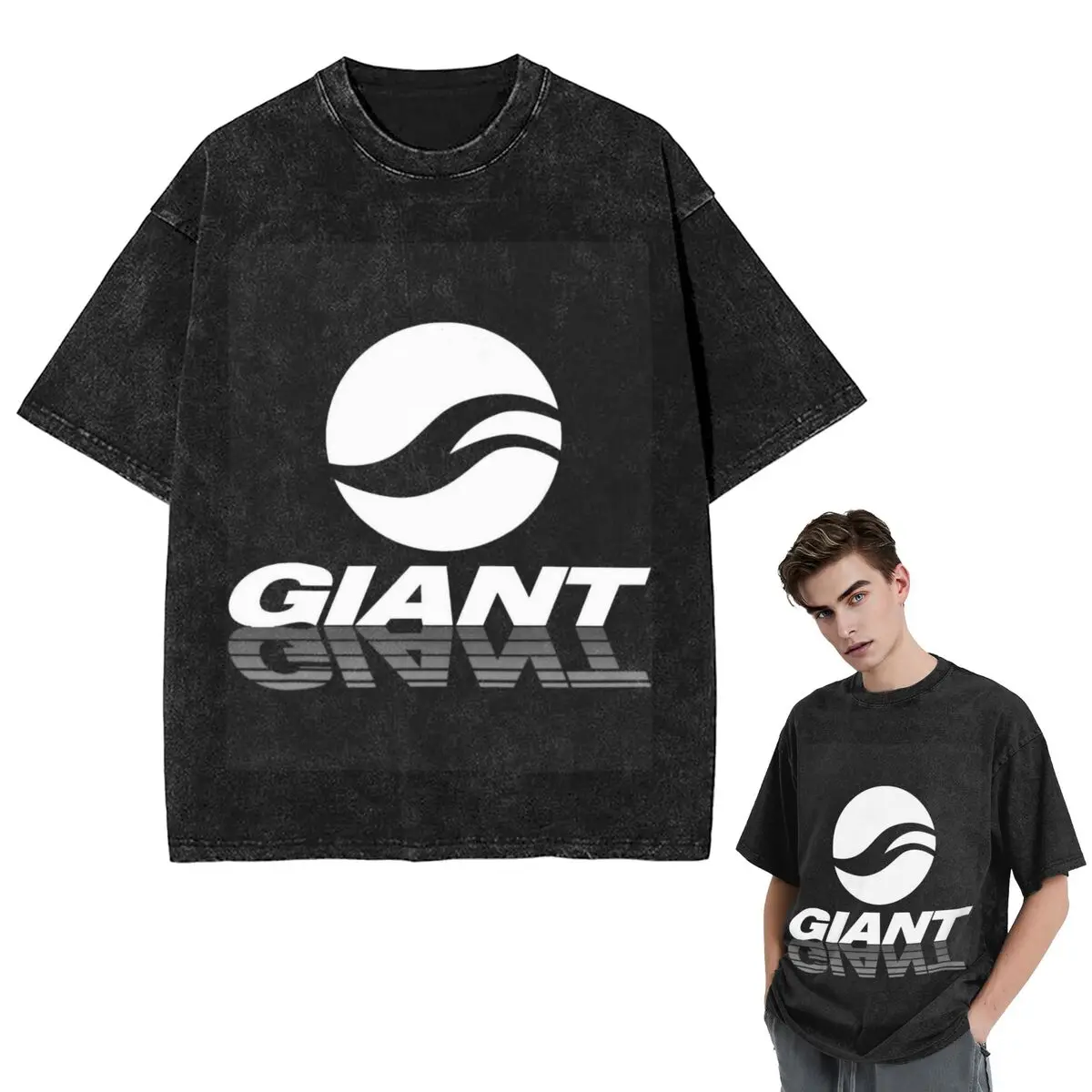 

Streetwear T-Shirts Giant Bike Washed T Shirt Short Sleeve Hip Hop T-Shirt Tops Tees for Men Women
