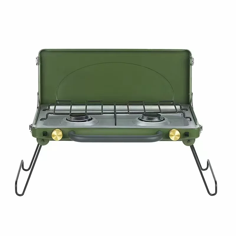

Outdoor Portable Folding 2 Burner Stove Camping Picnic BBQ Double Camping Gas Stoves Stainless Steel Butane Gas Stove