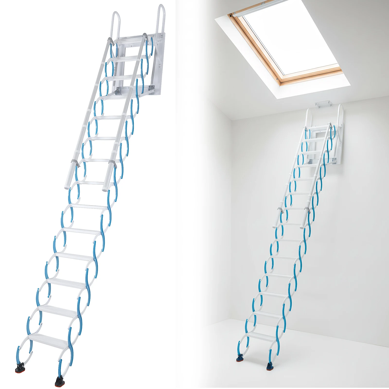 

Потолочная лестница для чердака с регулируемым углом наклона (60°) ° /65 ° /70 ° Телескопическая штанга с рукояткой для дома, улицы и использования в помещении