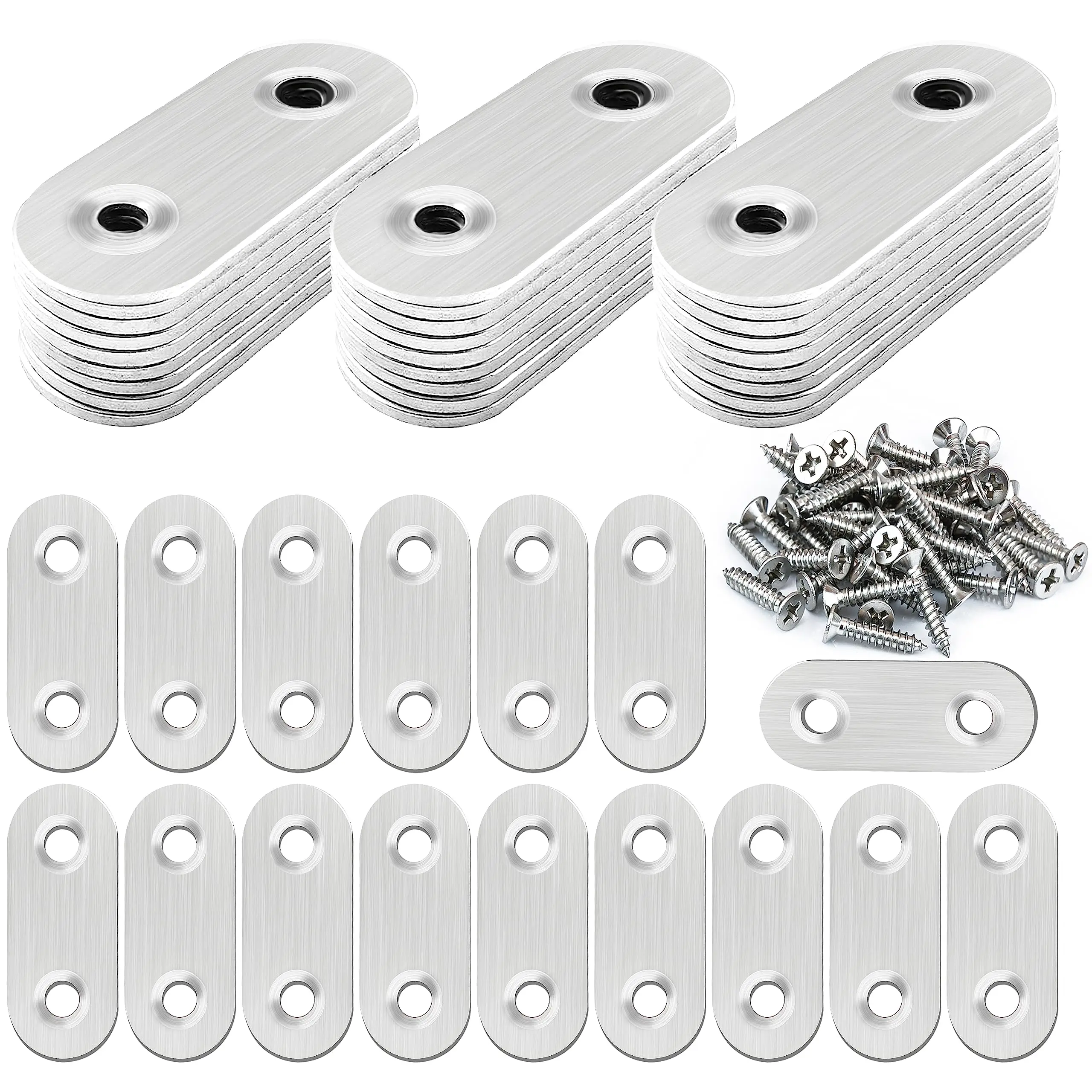 Staffe per tutore piatto dritto in acciaio inossidabile da 2 pezzi. La piastra di collegamento fissa in metallo premium può essere utilizzata per riparare mobili, letti, ecc.