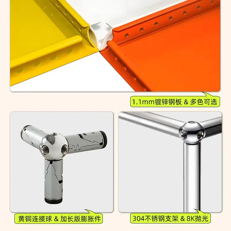 Bedside table module combination, stainless steel bedroom side cabinet ins modern simple living room storage