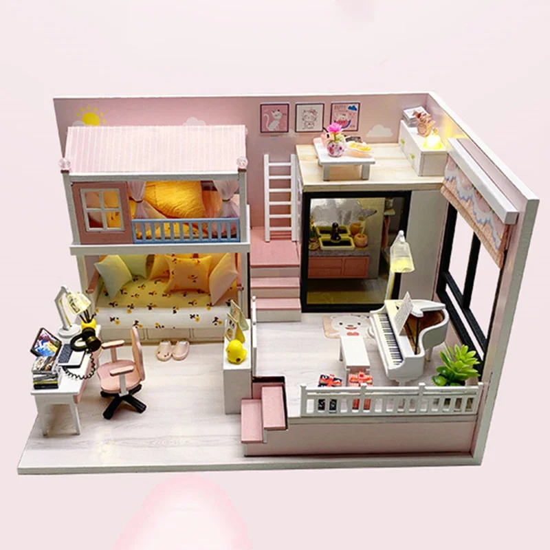 

DIY Wooden Princess Room Casa Doll Houses Miniature Building Kits with Light Dollhouse Toys for Adults Handmade Birthday Gifts