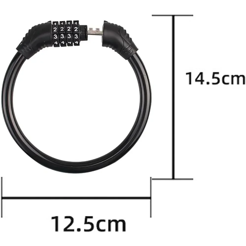 4 قفل كابل دراجة مضاد للسرقة برمز رقمي، أقفال أمان من الفولاذ المقاوم للصدأ، قفل برمز مجمع محمول