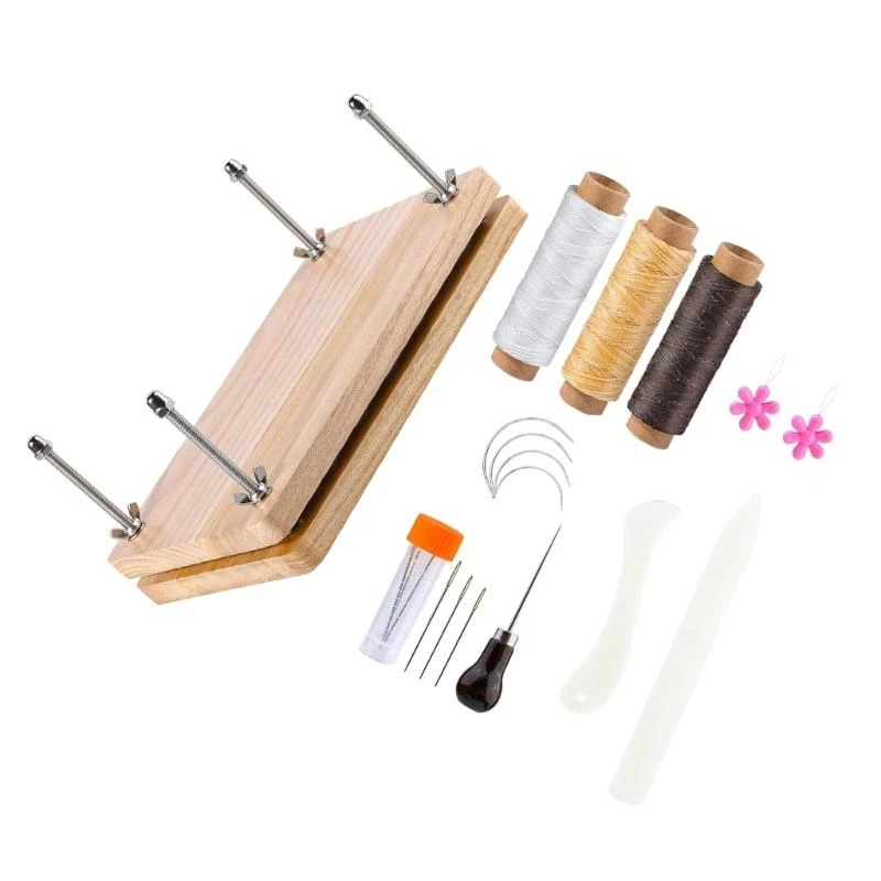 Book Press Waxed Thread, Large Eye Needle and Folder Creaser for Handmade Books, Bookbinding Flower Craft Pressing X3UC