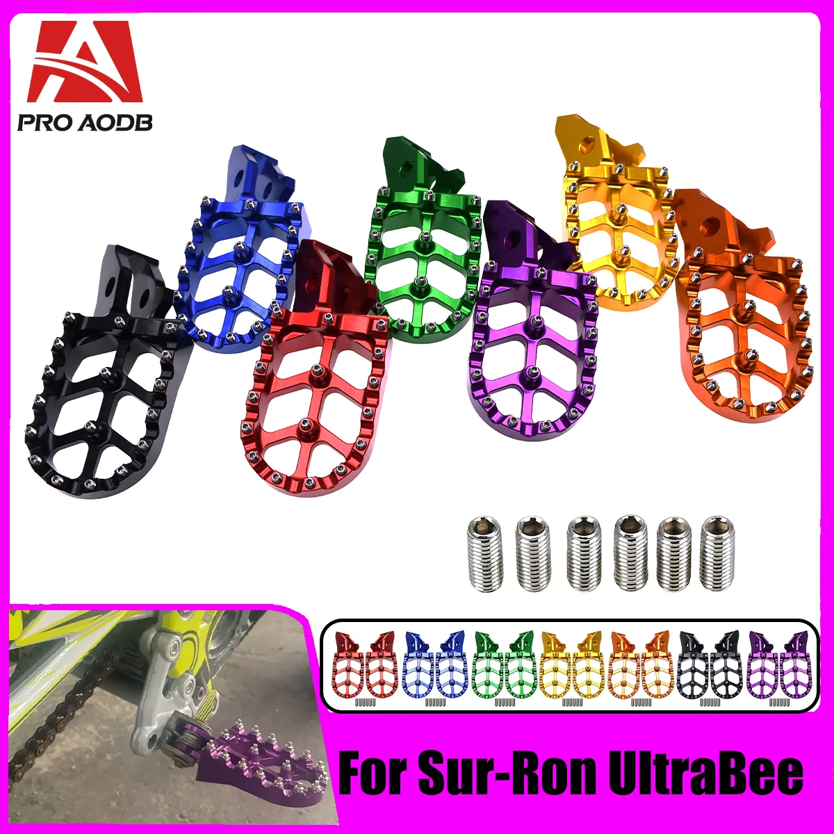 

For Surron Ultra Bee Sur-ron UB Wide Footpegs Foot Pegs Rests Electric Dirt Bike Pedals Aluminium Alloy MX Surron Ultrabee Parts