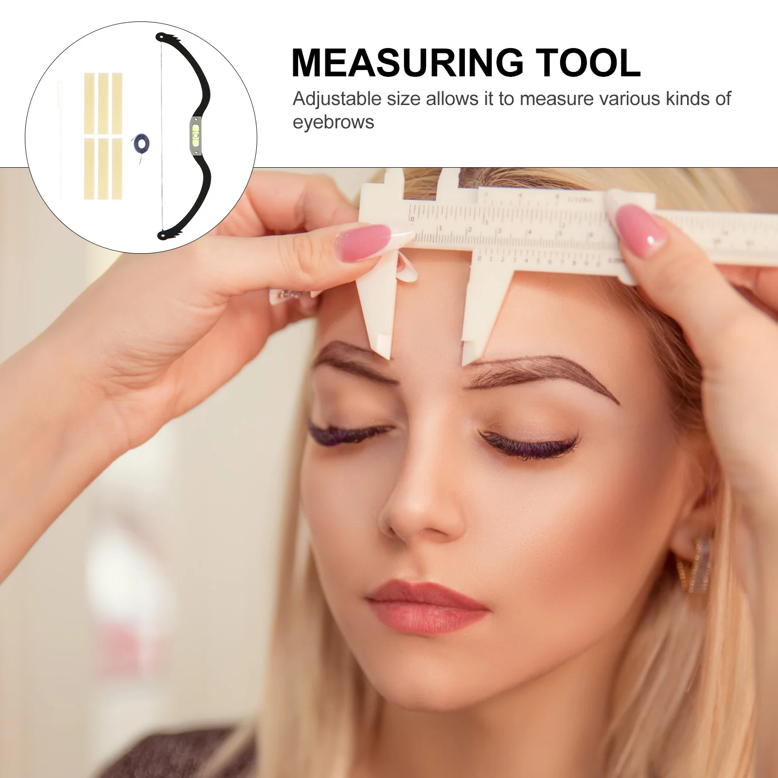 

Eyebrow Ruler Tool Adjustable Stainless Steel Eyebrow Mapping Measure for Symmetrical Brows Shaping Tattooing Threading Drawing