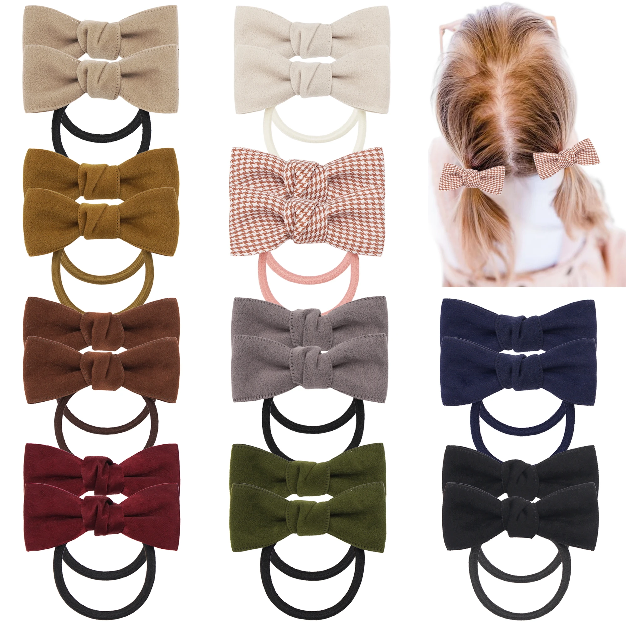 10Pcs/set New Fashion Autumn Winter 2.5Inch Hair Pins Flocking Hair Ring Elastic Hair Bands for Women Girl Hair Accessories