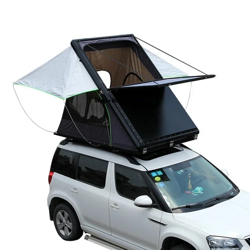 

Aluminum SUV Pickup Truck Trailer Roof Top Tent Car Rooftop Tent Triangle Shell Hard Shell Roof Top Tent With Skylight