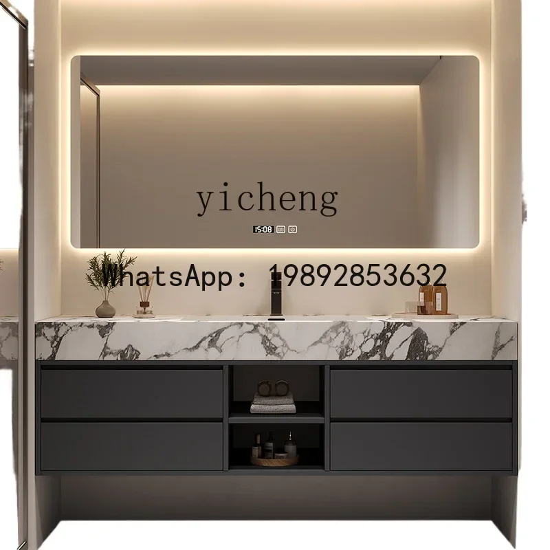 

Y1 simple rock slab bathroom cabinet seamless ceramic integrated basin washstand hand washbasin cabinet