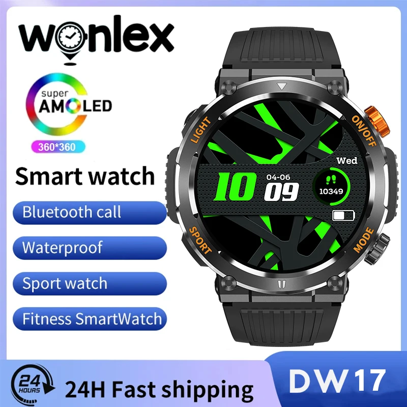 Wonlex DW17 Smart Watch For Men Bluetooth Call Compass Bracelet Outdoor Sports Fitness IP67 Waterproof Smartwatch With Flashligh