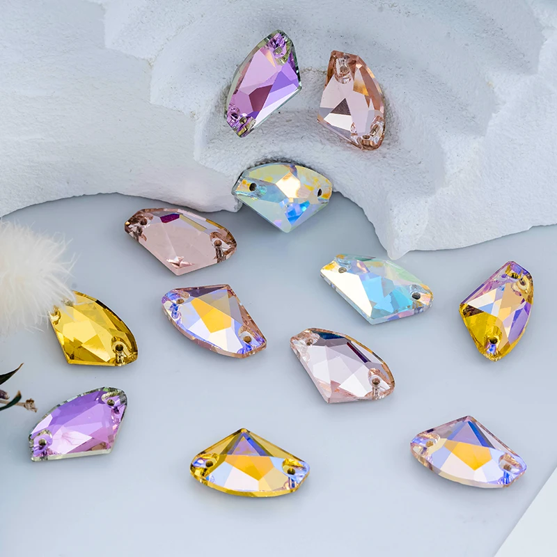 QIAO Yellow Series Sew On Rhinestones MultiShape Crystal Flatback Glitter Diamond for DIY Clothing