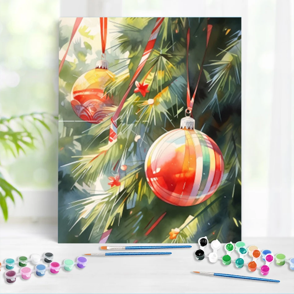 

RUOPOTY Painting By Numbers Tree Top Colored Ball Oil Picture On Canvas Handmade Gift Acrylic Paint Paintings Decor For Home