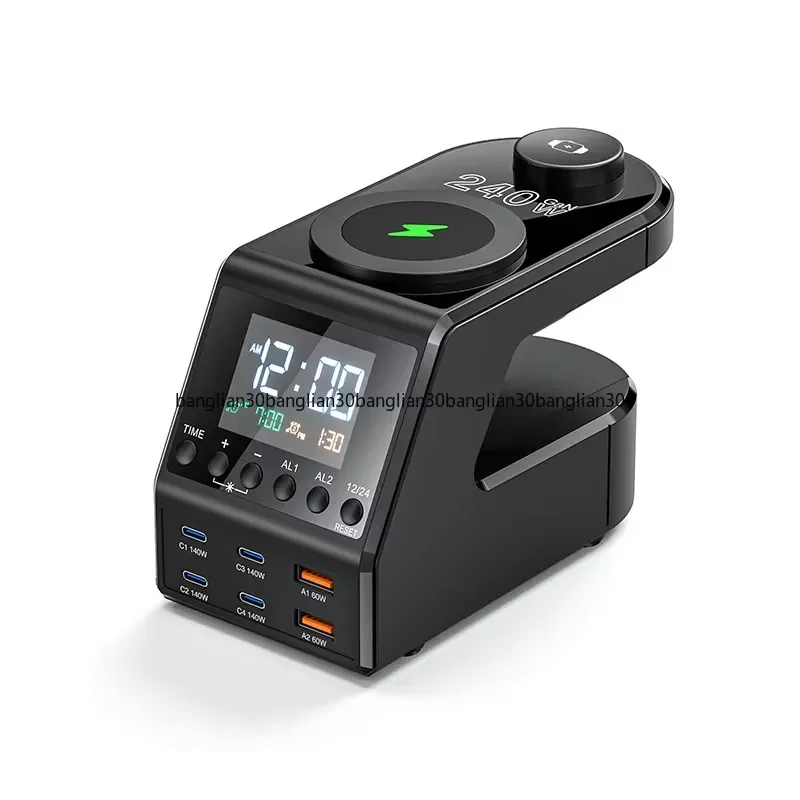 Alarm Clock Wireless Charging Multi-function Charger 240W All-in-One Digital Clock Wireless Charger for iPhone Samsung Xiaomi