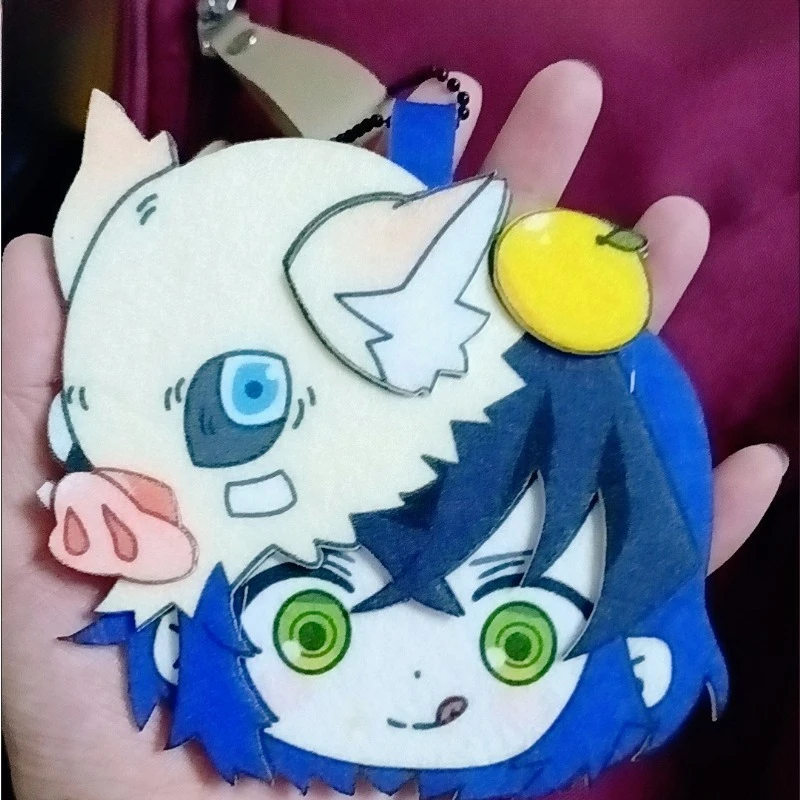 

New Demon Slayer Non-woven Fabric Keychain Inosuke Anime Action Figures Goods Cute Toy Key Bags Decoration Model Christmas Gifts