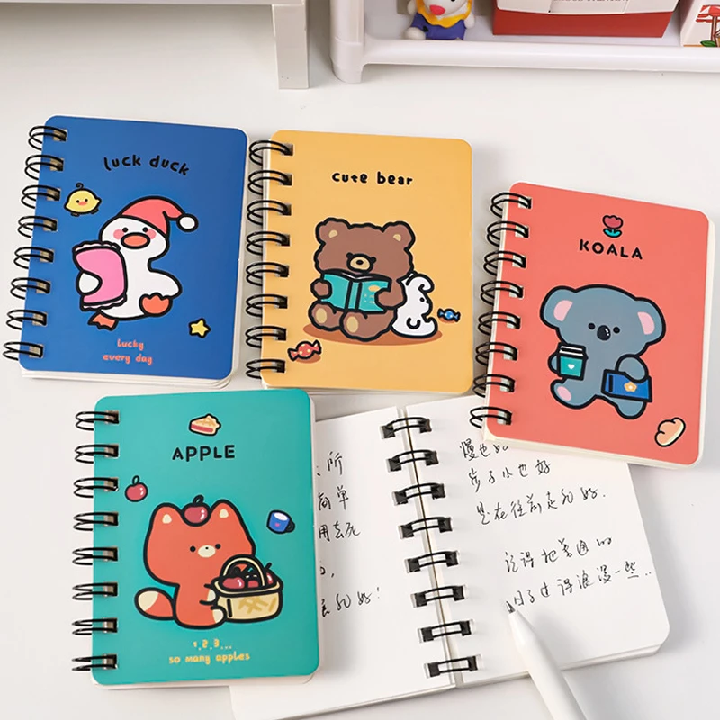 

Блокнот А7 на 80 страниц с мультяшным принтом, маленький блокнот с милыми животными, с переворотом, офисные и школьные принадлежности для обучения, мини-дневник