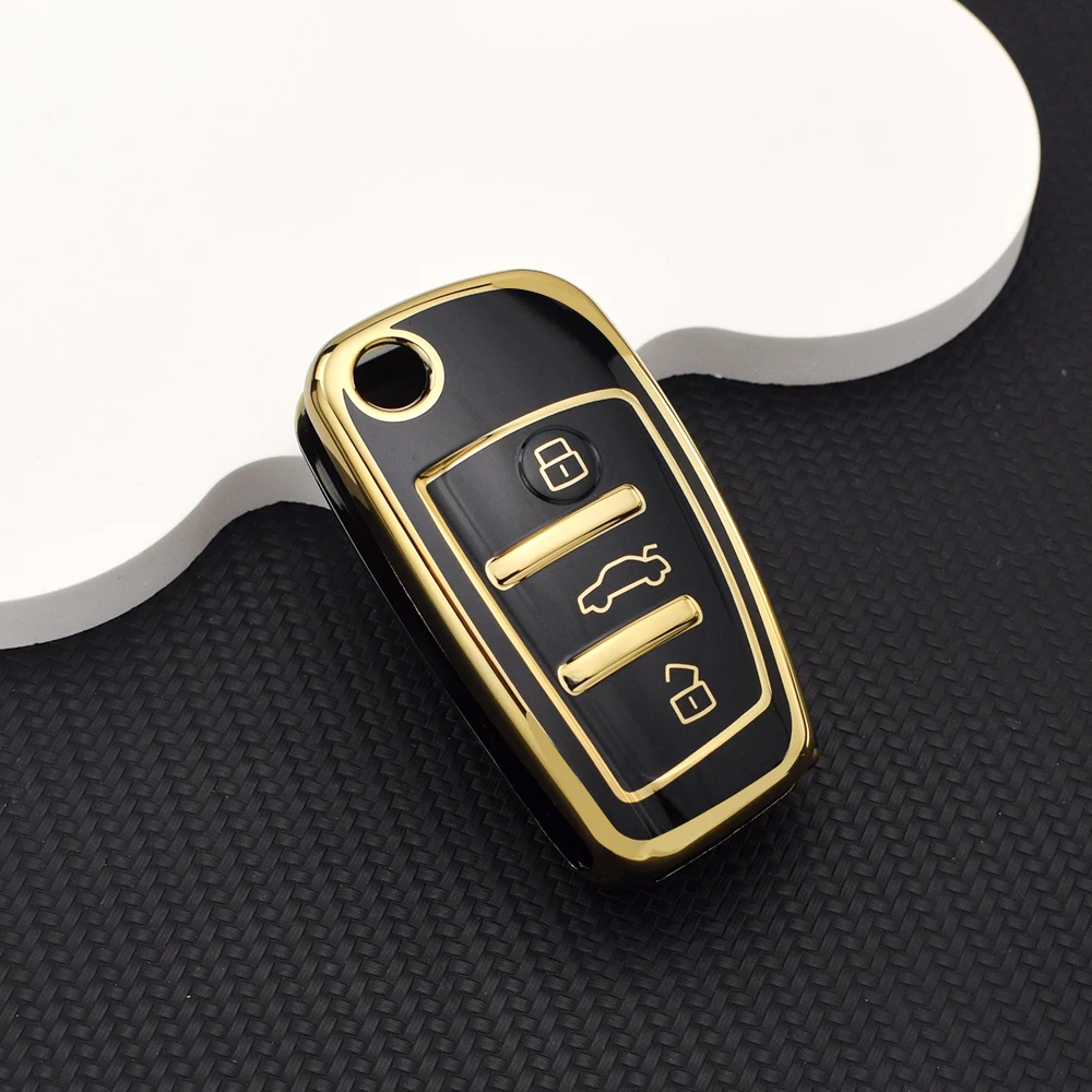 مجموعة غطاء مفتاح السيارة من البولي يوريثان مع حلقة رئيسية لأودي A1 A3 A4 A5 A6 A7 Q3 Q5 Q7 TT S3 S4 S6 RS3 ملحقات واقية مضادة للخدش