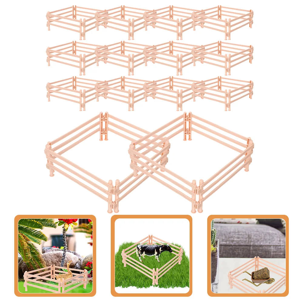 

25 Pcs Farm Toys Simulation Fence Mini Fences Model Room Tiny House Beige Plastic Micro Scene Layout Props