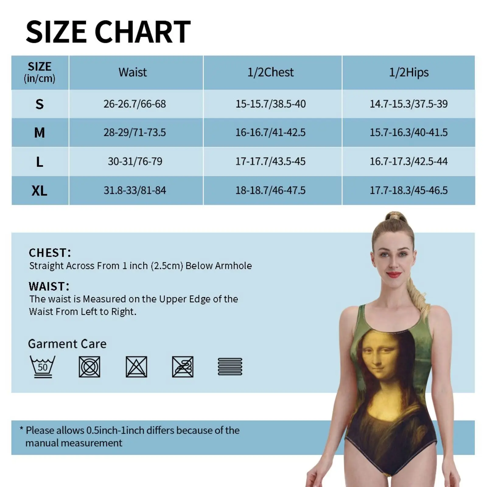 Mona Lisa Bodysuit One Piece ชุดว่ายน้ำผู้หญิงใหม่ชุดว่ายน้ำชายหาดหญิงชุดว่ายน้ำ Beachwear ที่มีชื่อเสียง Cool Vintage Mona Lisa Mona