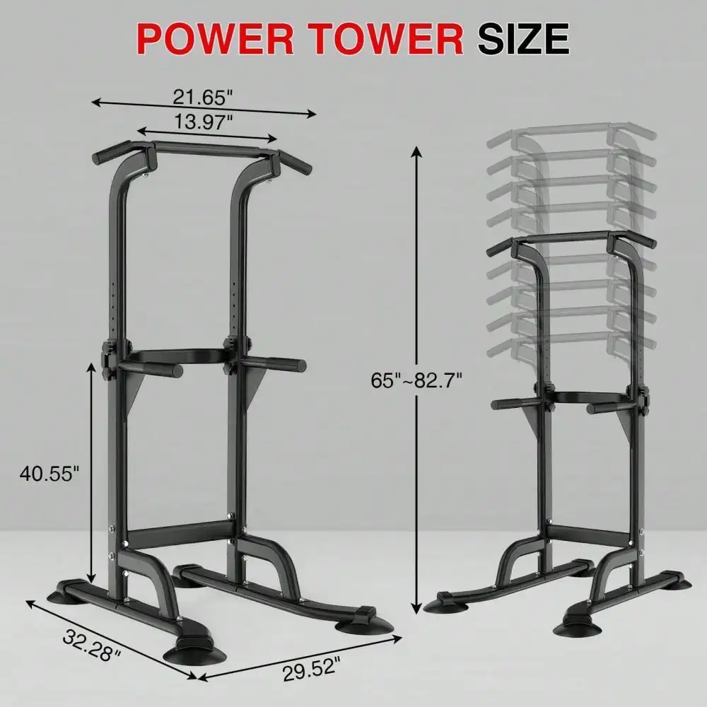 Gaderth Power Tower Dip Station With Adjustable Pull Up Bar, Free Standing Heavy Duty Strength Training Equipment For Home Gym, Multi-Function Chin Up Workout Station, 300 Lbs Capacity image 3