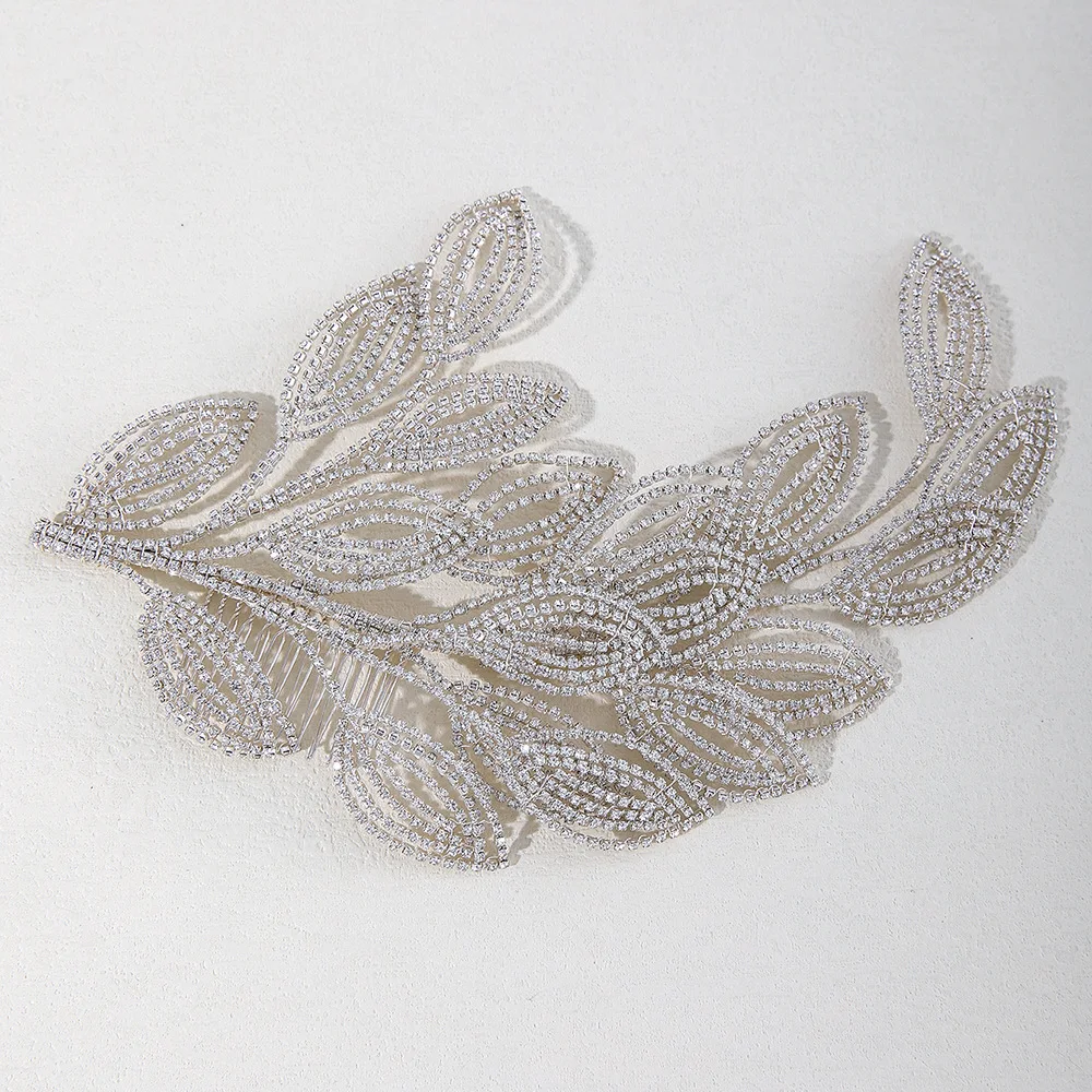 

SLBRIDAL Luxury Handmade Flexible Crystal Rhinestones Bridal Tiara Headband Wedding Hair Comb Accessories Women Girls Jewelry