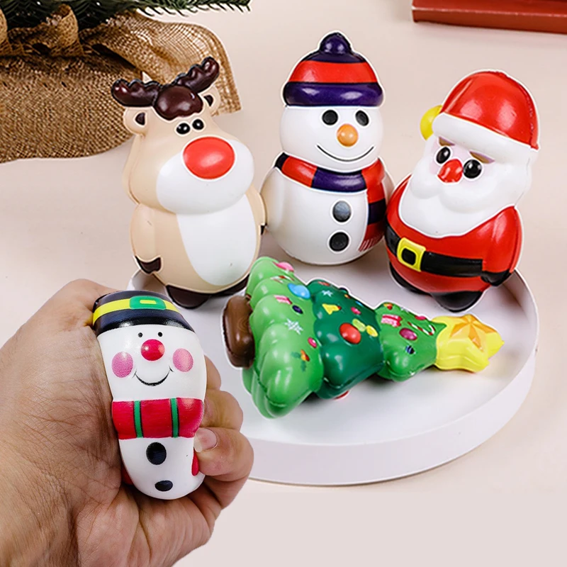 Christmas Tree Santa Claus Snowman Anti-Stress Relief Bounce Toy New Year Decor 2024 Christmas Party Decor Xmas Kids Favor Gifts