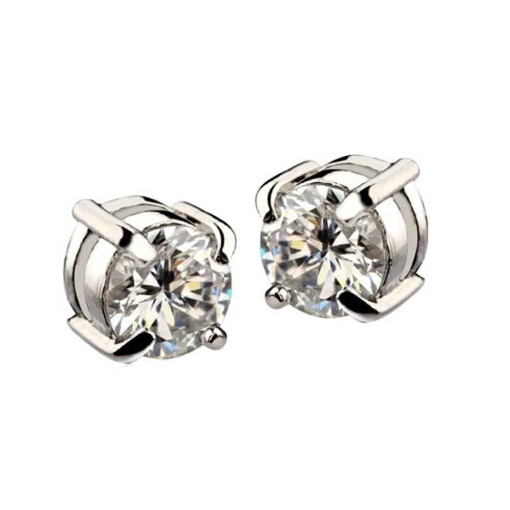 

CGS-1 пара модных серег-гвоздиков белого + серебряного цвета