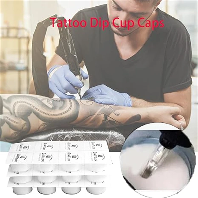 24pcs Tattoo Dip Cup Caps Disposable Rinse Foam Cleaning Needle and Tip Clean Professional Sterilize Microblading  Accessories