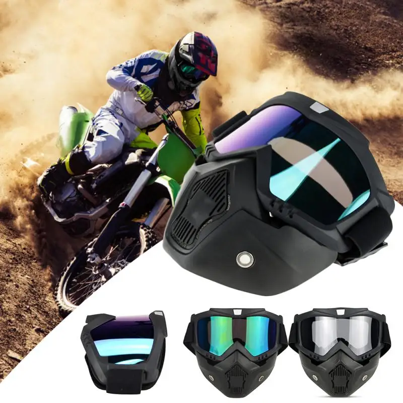 

Glasses Mask Snowboard Eyewear Riding Proof Windproof Motocross Tactical Cycling Goggles Face Mask Detachable Adjustable