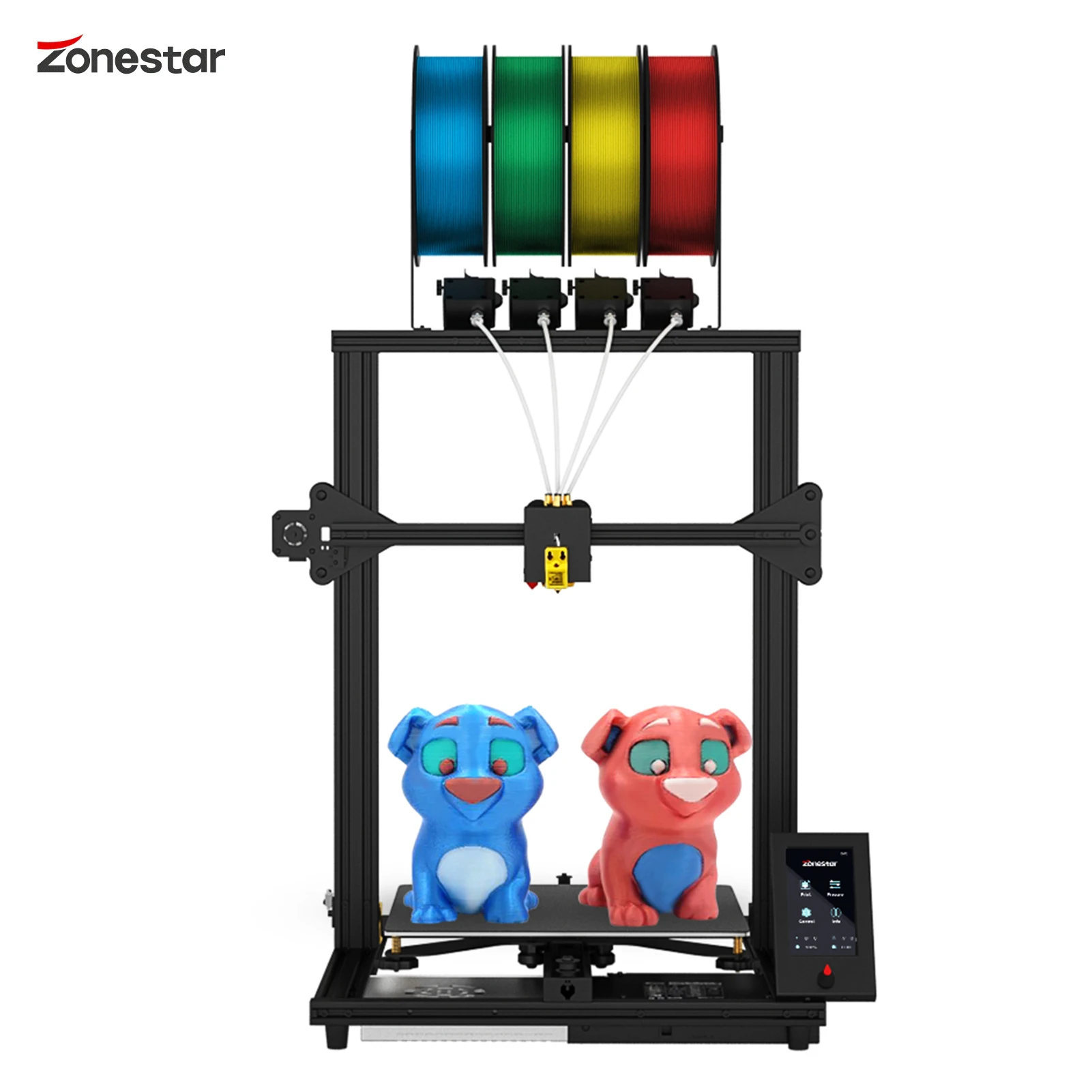 Z8PM4 PRO Printer 3D 300X300X400Mm 4 In 1 Out Extruder Pencetakan Warna Campuran Printer 3D Akurasi Tinggi dengan LCD TFT 4,3in