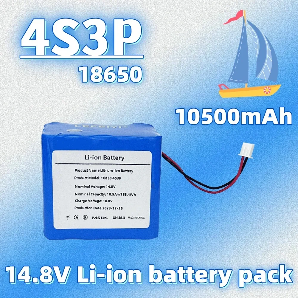 

4S3P 14.8v 10500mah 18650 Li-iom Battery Pack with 5A BMS for Night Fishing Lamp Heater Miner's Lamp Amplifier Etc