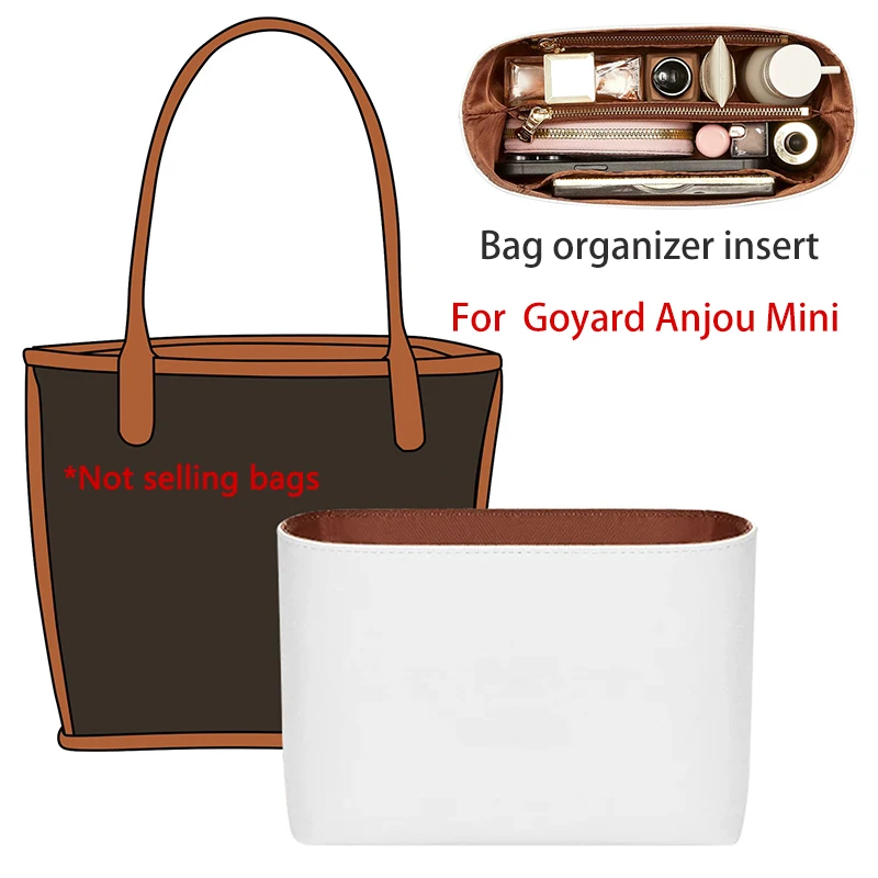Tyvek Purse Organizer Insert For Anjou Mini Bag Waterproof Lightweight Tote Bag Insert With Ykk Zipper Pockets, 6 Compartments